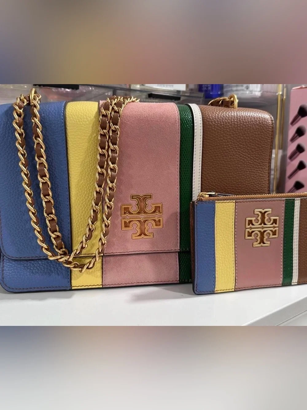🌟Tory Burch Multicolor Leather & Suede Crossbody Bag with wallet 🌟